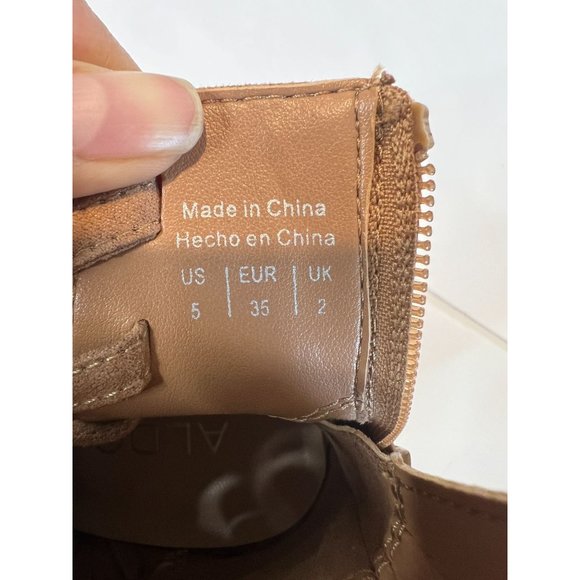 Aldo Women's Tuxedo Suede Pointed Toe Ankle Boots Tan Size 5 - Picture 10 of 11